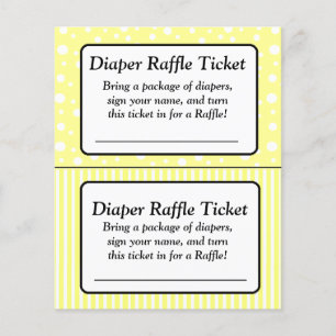 Lámina Billete Baby Shower Raffle de Polka amarillo y bla