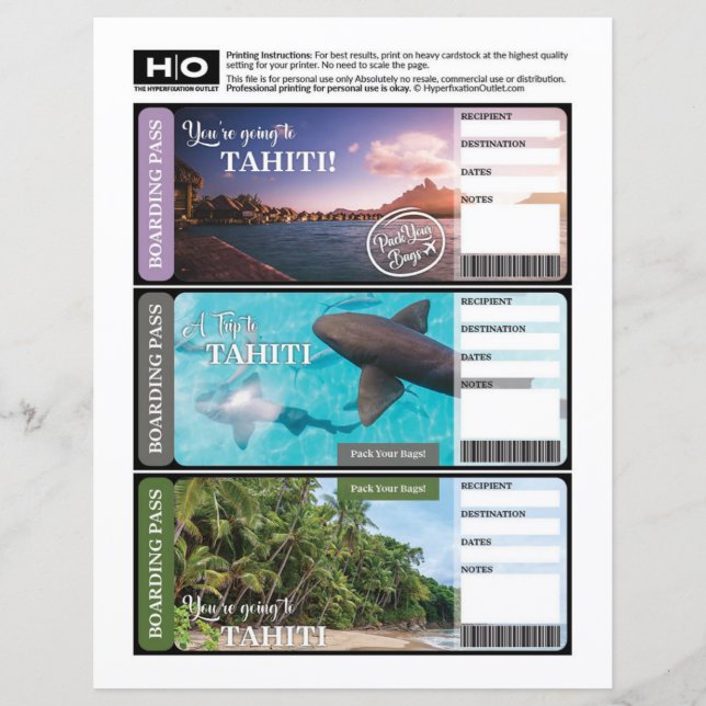 Lámina Billete burdo de tahiti para viajes y eventos (Anverso)