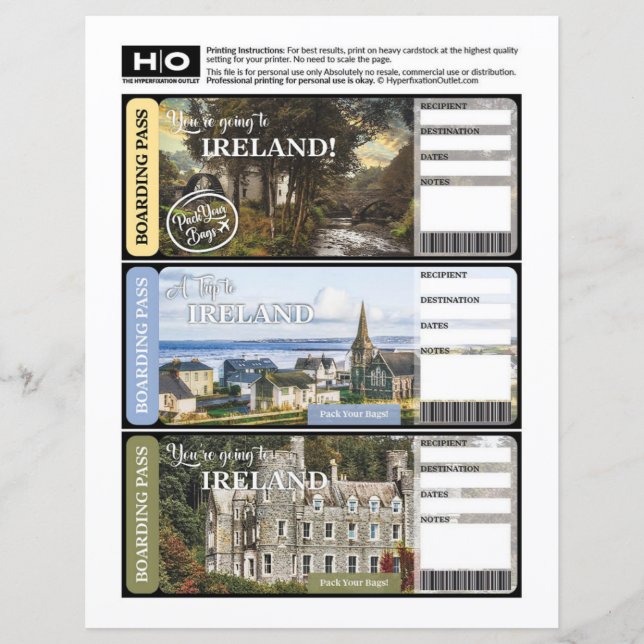 Lámina Billete burlón de Irlanda para viajes y eventos (Anverso)