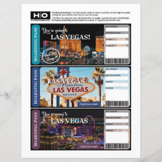 Lámina Billete de las Vegas para viajes y eventos