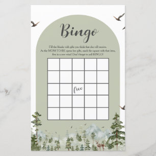 Lámina Bingo Baby Shower de Boy Pine Tree Forest