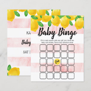 Lámina Bingo Baby Shower de limón de color de agua modern