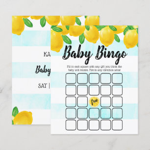 Lámina Bingo Baby Shower de limón de color de agua modern