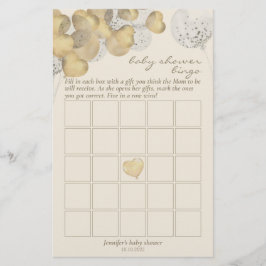 Lámina Bingo Baby Shower Game Fiesta Gold Balloons