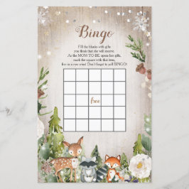 Lámina Bingo Baby Shower Winter Animals Woodland