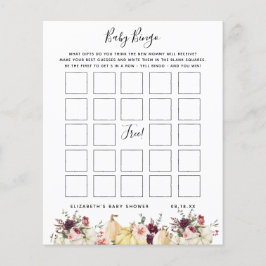 Lámina Bingo Bebé | Juego Floral Baby Shower