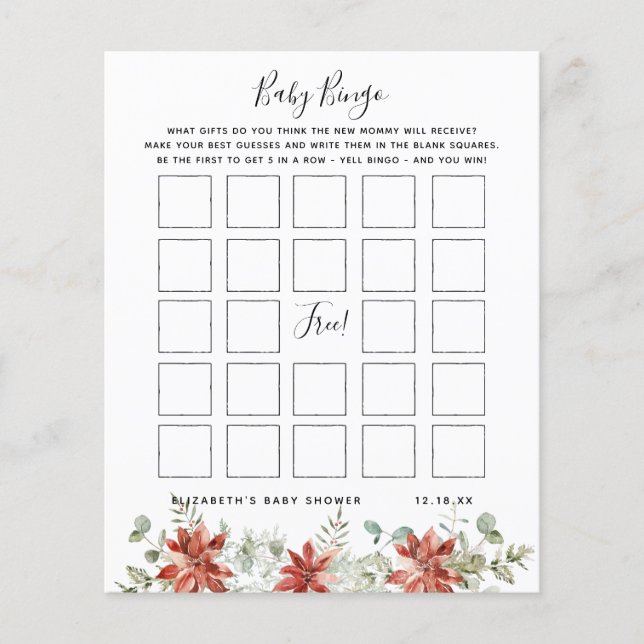 Lámina Bingo Bebé | Juego Floral Baby Shower (Anverso)