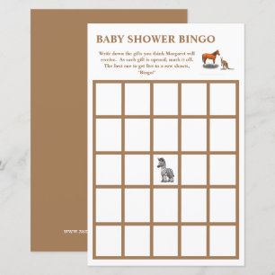 Lámina Bingo de Baby Shower con Animales Variados