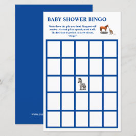 Lámina Bingo de Baby Shower con Animales Variados