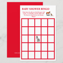 Bingo de Baby Shower con Animales Variados