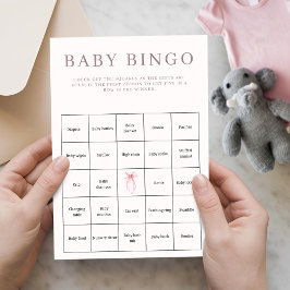 Lámina Bingo de Baby Shower con Lazo Coquette Rosa
