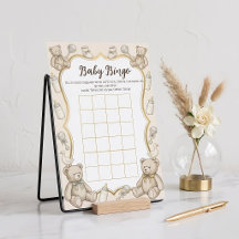 Bingo de Baby Shower de Osito de Peluche Vintage,