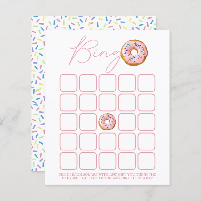 Lámina Bingo de Baby Shower Donut Sprinkle Baby (Anverso / Reverso)