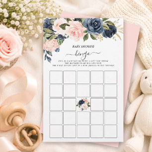 Lámina Bingo de Baby Shower Floral en Cascada Rosa y Azul