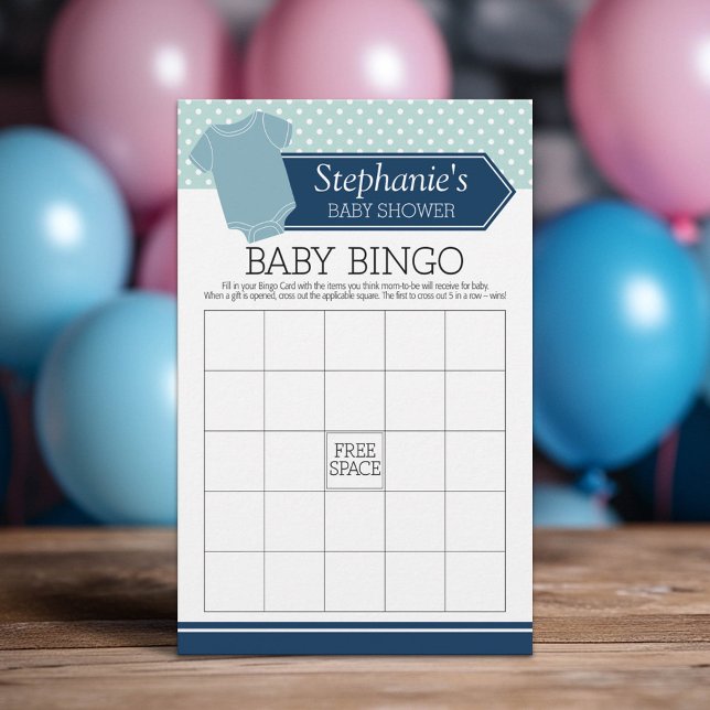 Lámina Bingo de Baby Shower - Juego de puntos de polka de (Custom Baby Shower Games)