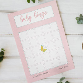 Lámina Bingo de Baby Shower Mariposa Rosa Flores de Prima