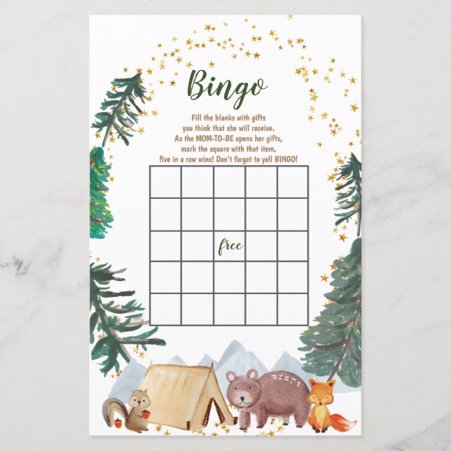 Lámina Bingo de Baby Shower Podemos Bear Wait Camper (Anverso)