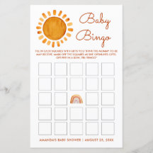 Bingo de Bebé Amarillo Sunshine personalizado
