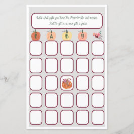 Lámina Bingo de bebé de calabaza pequeña