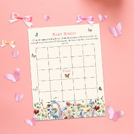 Lámina Bingo de Bebé | Floral y mariposas