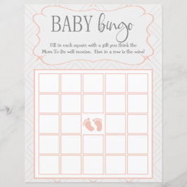 Lámina Bingo de bebé geométrico de durazno y crema pastel