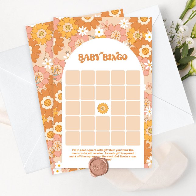 Lámina Bingo de bebé retro floral groovic (Subido por el creador)