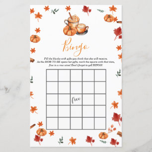 Lámina Bingo de café con especias de calabaza de Baby Sho