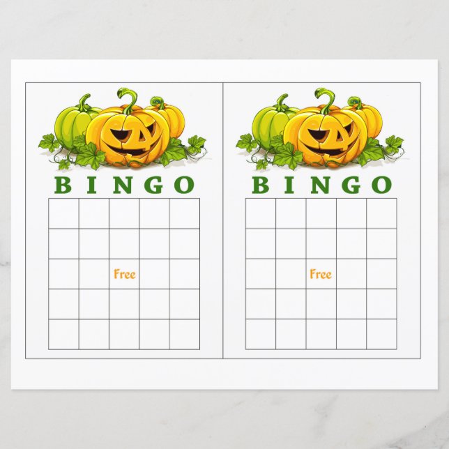 Lámina Bingo de calabaza (Anverso)