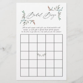 Lámina Bingo de Desayuno Nupcial de Invierno con Vegetaci