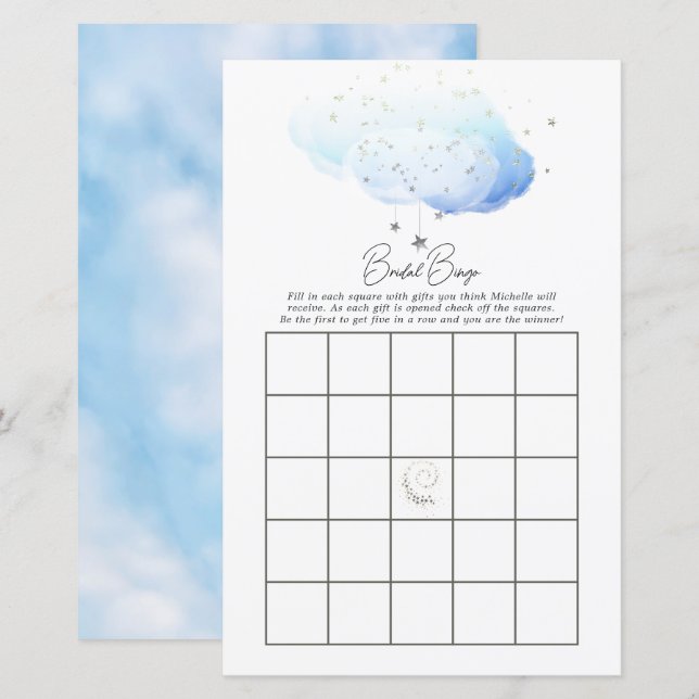 Lámina Bingo de Despedida de Soltera Acuarela Cloud 9 (Anverso / Reverso)