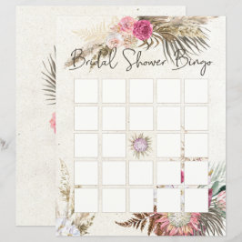 Lámina Bingo de Despedida de Soltera Floral Boho Neutral