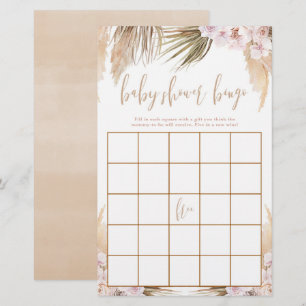 Lámina Bingo de ducha de bebé Tema de boho de pasto Pampa