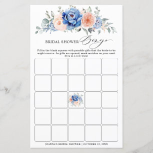Lámina Bingo de ducha de novia de Rubor con pizarra azul 