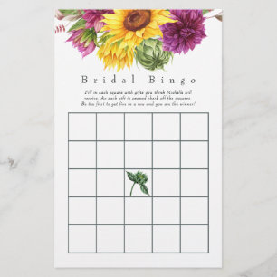 Lámina Bingo de ducha de novia floral de cirujanos de sol