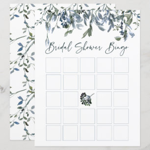 Lámina Bingo de ducha de novia floral verde sage Silver