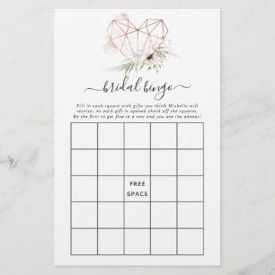 Lámina Bingo de ducha de novia geométrica Eucalyptus