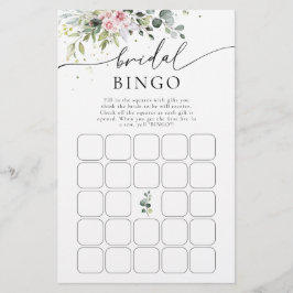 Lámina Bingo de ducha de novias con vegetación rosa de Ru