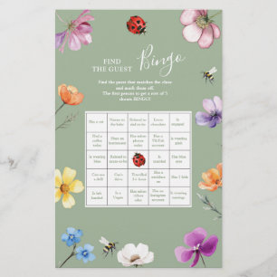 Lámina Bingo de encontrar al invitado Wildflower Lovebug