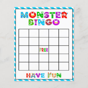 Lámina Bingo de monstruo - juego de ducha de bebé