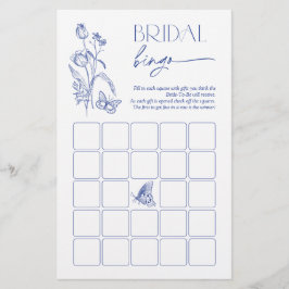 Lámina Bingo de novia Algo Floral Azul Juego de ducha