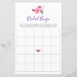 Lámina Bingo de novia ducha de novia juego de té morado
