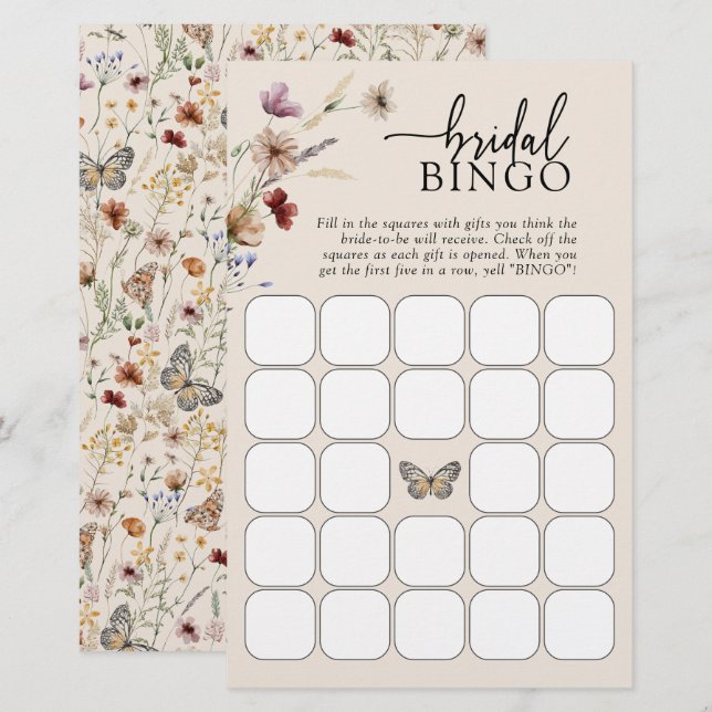 Lámina Bingo de novia floral (Anverso / Reverso)