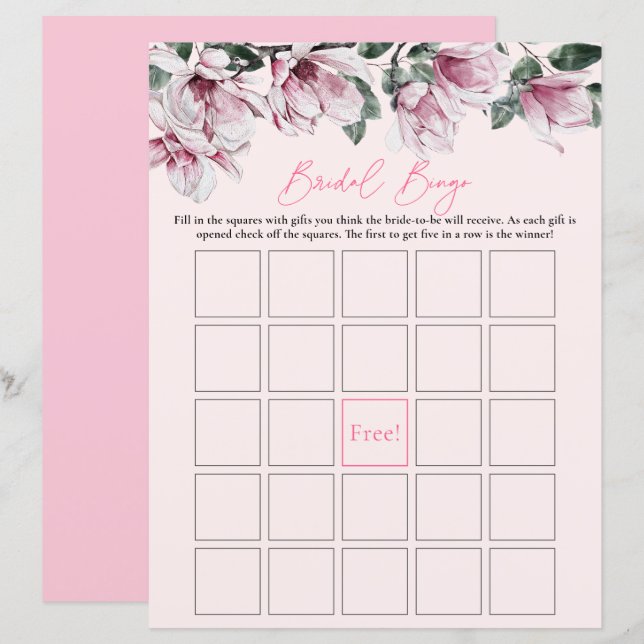 Lámina Bingo de novia | Juego de ducha de novia floral ro (Anverso / Reverso)