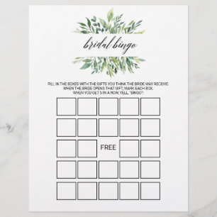 Lámina Bingo de novias de verde moderno, juego de ducha d