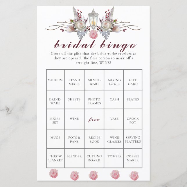 Lámina Bingo de Rosas florales y naftalurales (Anverso)