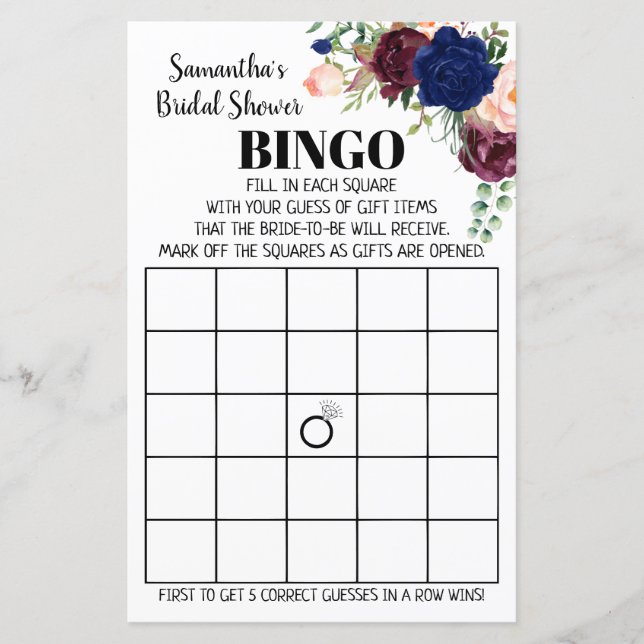 Lámina Bingo español español español Bridal Duchet Marina (Anverso)