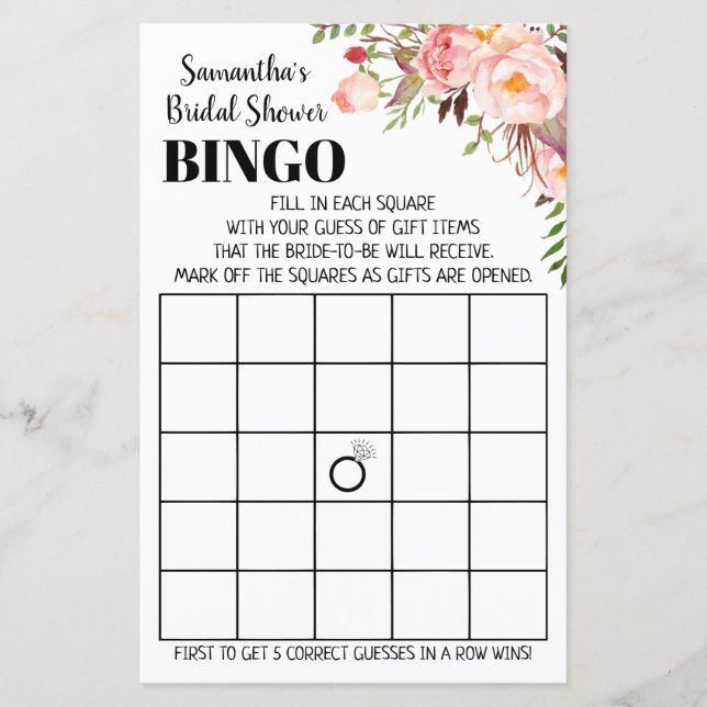 Lámina Bingo inglés español boda de juego de ducha de nov (Anverso)