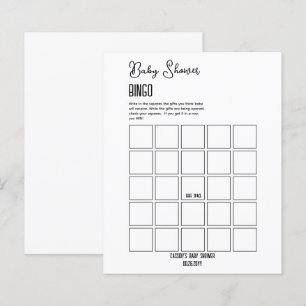 Lámina Bingo minimalista de Baby Shower