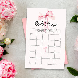 Lámina Bingo minimalista de novias de color rosa