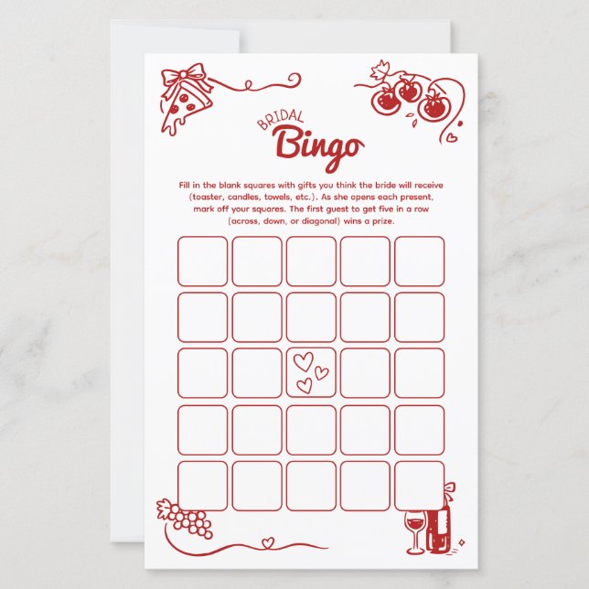 Lámina Bingo Nupcial 'That's Amore' Actividad de Boda Ita (Anverso)